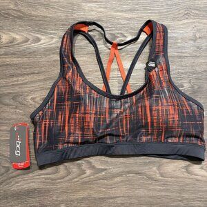 NEW BCG Racerback Large Training Strappy Back Mid-Impact Sports Bra Abstract